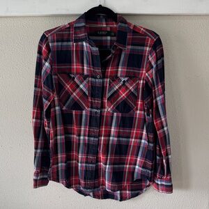 Ralph Lauren Red and Navy Plaid Button-Down Shirt